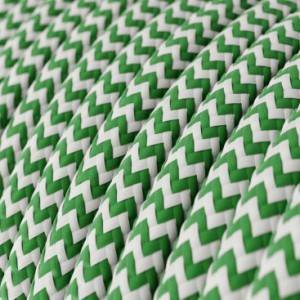 Fir textil antic 2x0,75 zigzag verde/alb retro
