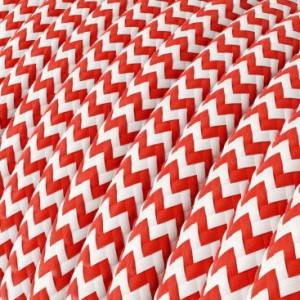 Fir textil retro rotund 2x0,75 zigzag alb/rosu Italia
