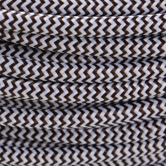 Fir textil retro rotund 2x0,75 zigzag alb/cafeniu Italia