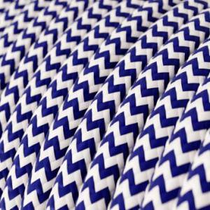 Fir textil retro rotund 2x0,75 zigzag alb/albastru Italia