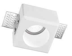 Spot din Gips, Incastrat, Suporturi Reglabile, Dulie GU10 Inclusa, Fara Bec, ( Inaltimea Necesara Pentru Montare in Tavan 11cm, cu o gaura 8.5 x 8.5cm)Patrat, 8 x 8 x 5.2cm, COSIMO, Nova Luce