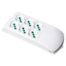 Prelungitor 6 prize (3+3), Standart Italian P40 (dual-size) / Schuko, 2P+E, 10/16A, FARA CABLU, Alb, Fanton Italia