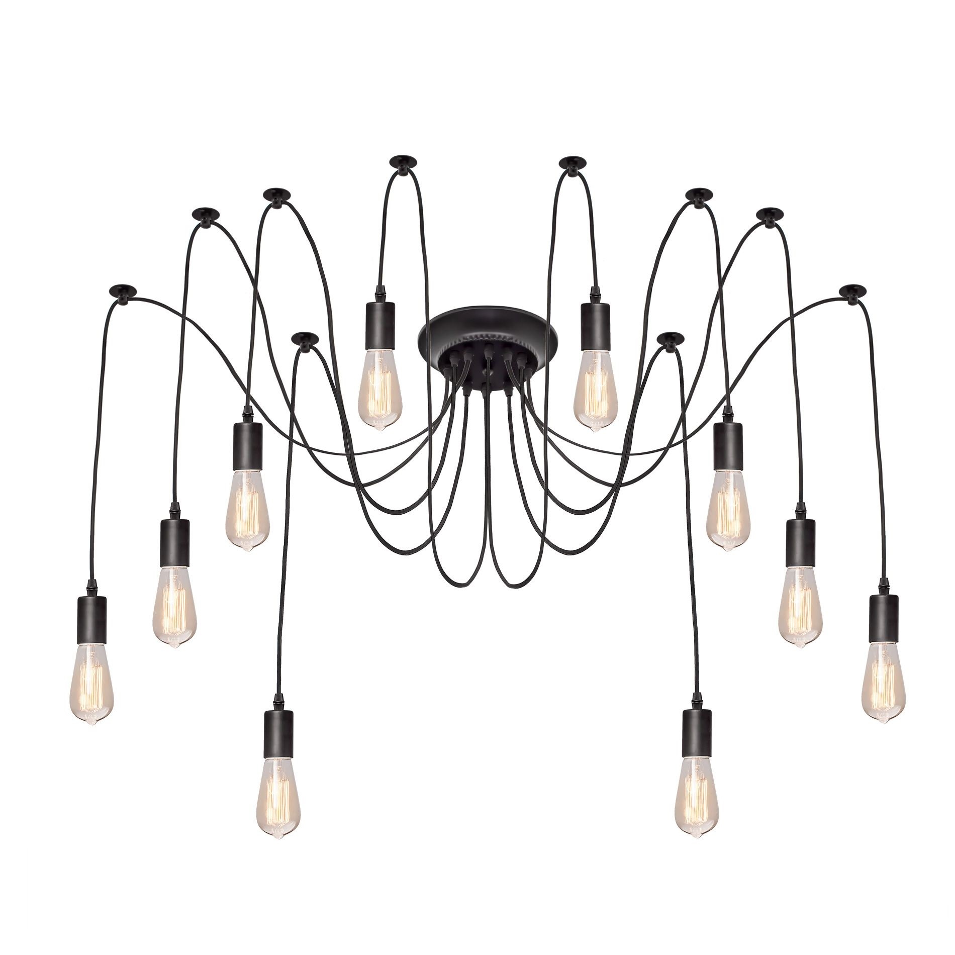 LUSTRA LOFT PAUC SPIDER 1,8M E27 10 IESIRI METAL NEGRU PVC