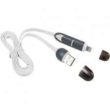 Cablu USB 2.1A, 1m, Dublu ( Lightning-Micro USB ), Alb, Fanton