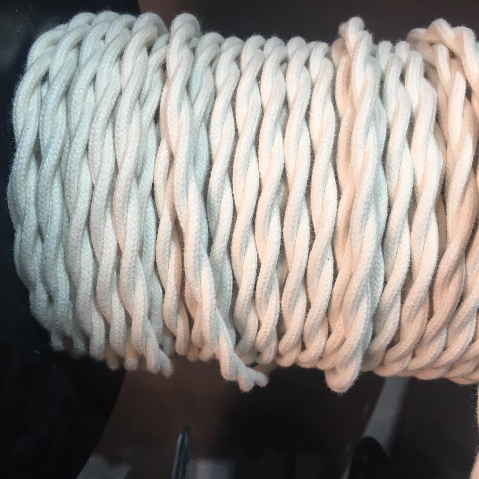 Cablu înpletit antic textil 2x0,75mm bej natural Italia