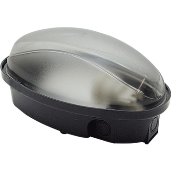 Plafoniera Ovala de Exterior IP65, Cupola din Policarbonat Opal, FARA BEC, Soclu E27 Max 60W, Dimensiunea 215x125x110 mm, Negru, Fanton