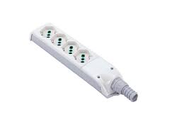 Prelungitor 4 prize, Standart Italian P40 (dual-size) / Schuko, 2P+E, 10/16A, FARA CABLU, Cu Cutie de Racordare (Doza) cu Tub Gofrat Ø16mm, Alb, Fanton Italia