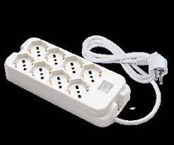 Prelungitor 8 prize (4+4), Standart Italian P40 (dual-size) / Schuko, 2P+E, 10/16A, Cablu 1, 5 m. 3G1 H05VV-F, Intrerupator LED, Alb, Fanton Italia