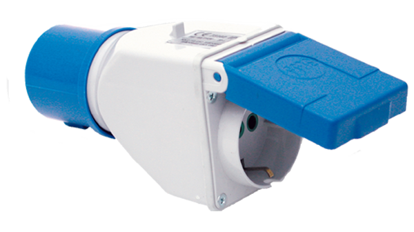 ADAPTOR FIȘĂ 2P+T 16A 220V CEE PRIZĂ 2P+T 16A 250V IP44 SCHUKO