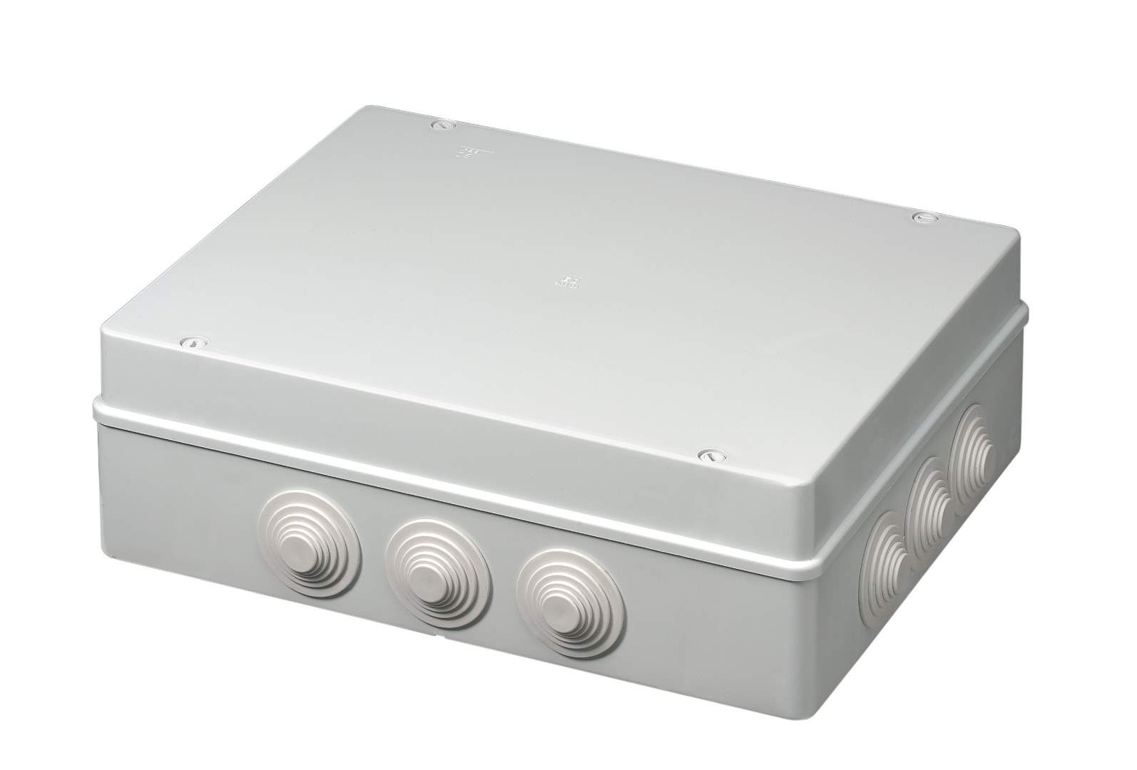 Doza, Cutie de Derivatie, 380x300x120mm, Montaj Aplicat, Cu 12 Intrari, Montarea Capacului ( Cu Suruburi), Autostingere, Halogen Free, IP55, Gri, 400V, EC400C9 Elettrocanali Italia