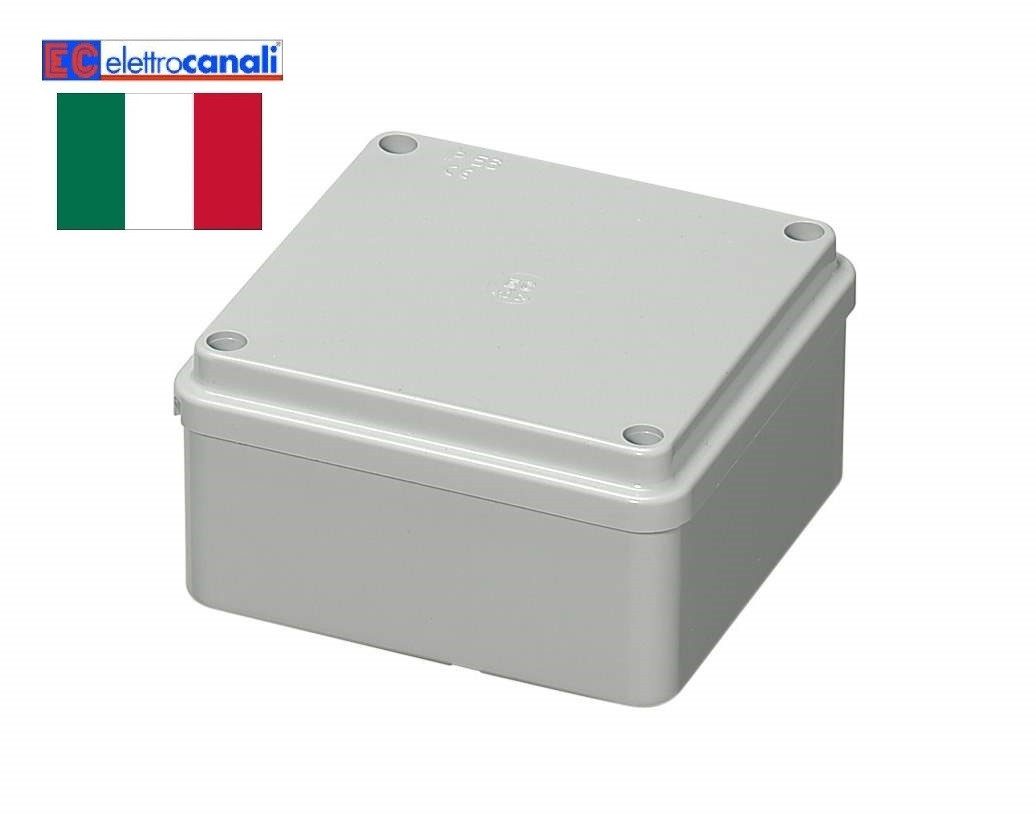 Doza, Cutie de Derivatie, Montaj Aplicat, Peretii Fara Gauri Predefinite, Montarea Capacului ( Cu Suruburi), Autostingere, Halogen Free, IP56, Gri, 400V, 100x100x50mm, EC410C4 Elettrocanali Italia