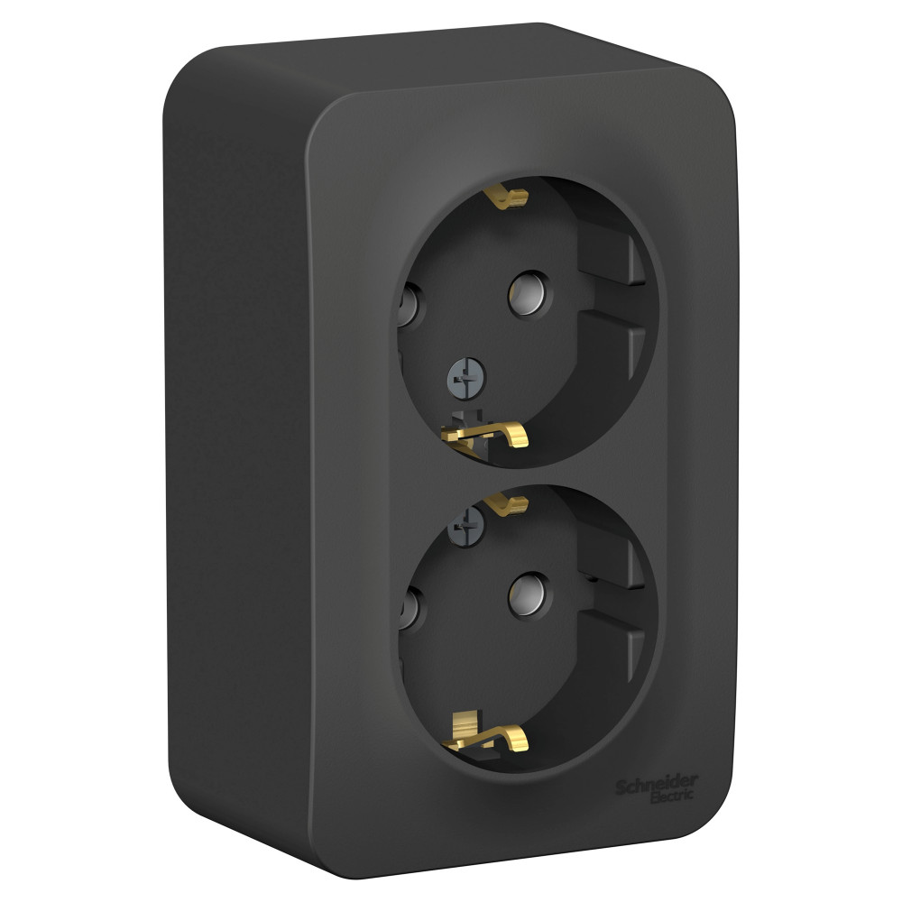 PRIZĂ EXTERIOR DUBLĂ 2P+E CU RAMĂ ANTRACIT