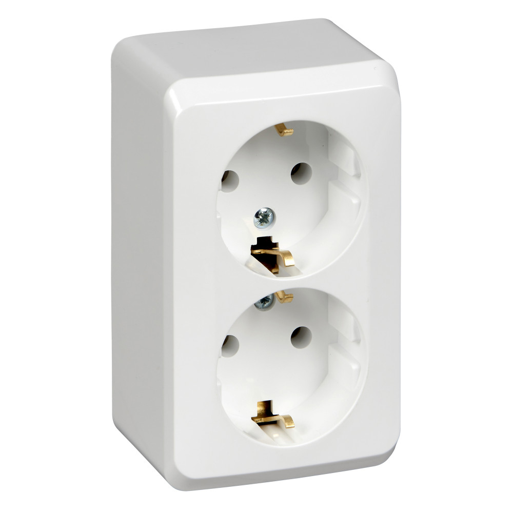 PRIZĂ EXTERIOR DUBLĂ 2P+E 16A 250V ALB