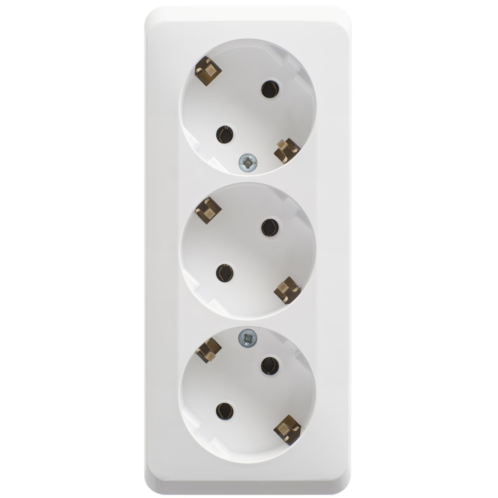 PRIZĂ EXTERIOR TRIPLĂ 2P+E 16A 250V ALB