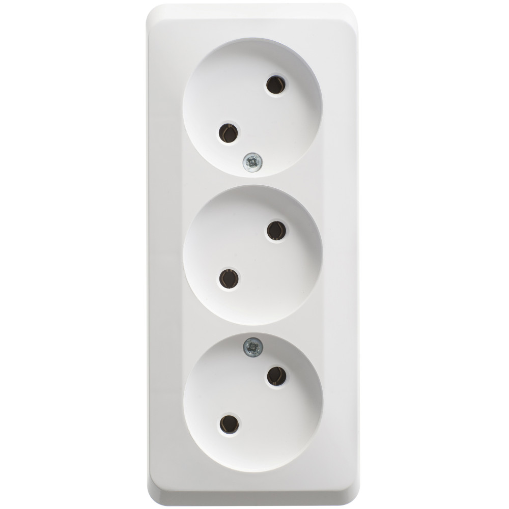 PRIZĂ EXTERIOR TRIPLĂ 2P 16A 250V ALB