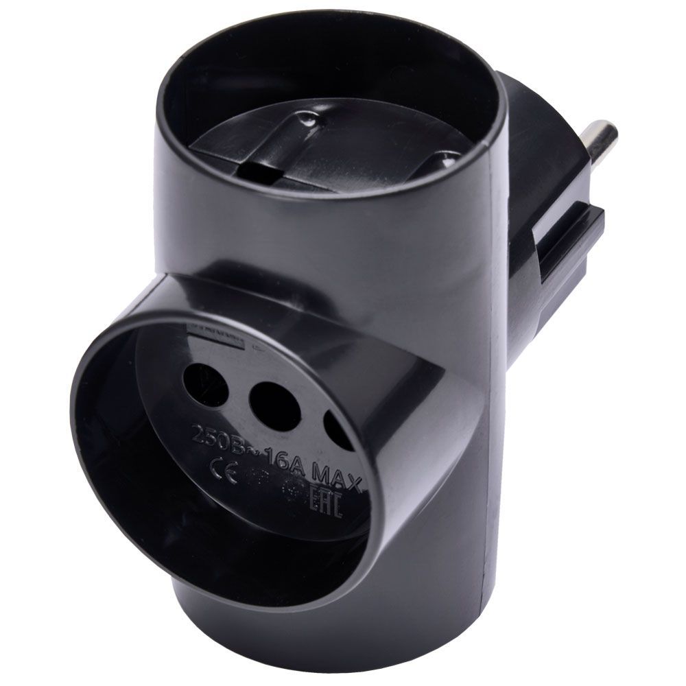 ML39001 ADAPTOR 3 LOC 2P 10A 250V NEGRU
