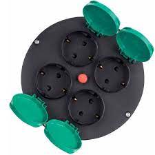 Disc Ø145, + Inel Adaptor la Ø205, Pentru Tambur Prelungitor, 4 Prize Schuko 2P+T 16A, Cu Capac, IP44, Cu Termosiguranta, Fanton Italia