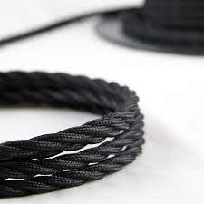 Cablu Textil Impletit Vintage 3 X 1MM, Negru, 100M, Linea Country Fanton