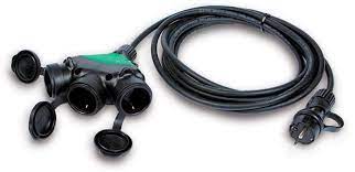 Prelungitor 10 metri, IP44, Cablu 3x1, 5 H07RN-F, 1 Fisa si 3 Prize Tip Schuko, 2P+E, 16A, AC 250V, Max 3500W, Negru, Fanton Italia