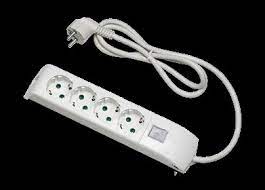 Prelungitor 4 prize, Standart Italian P40 (dual-size) / Schuko, 2P+E, 10/16A, Cablu 5m, 3G1 H05VV-F, Intrerupator LED, Alb, Linia OMEGA, Fanton Italia