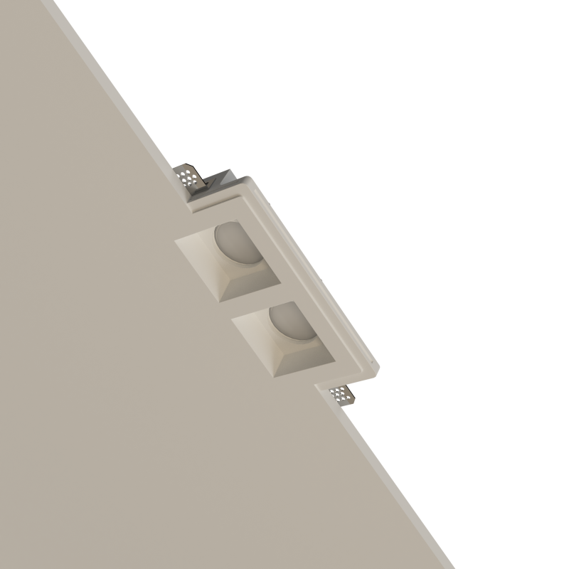 Spot incastrat din gips ceramic dublu patrat 2xgu 21x11,5x11cm Italia