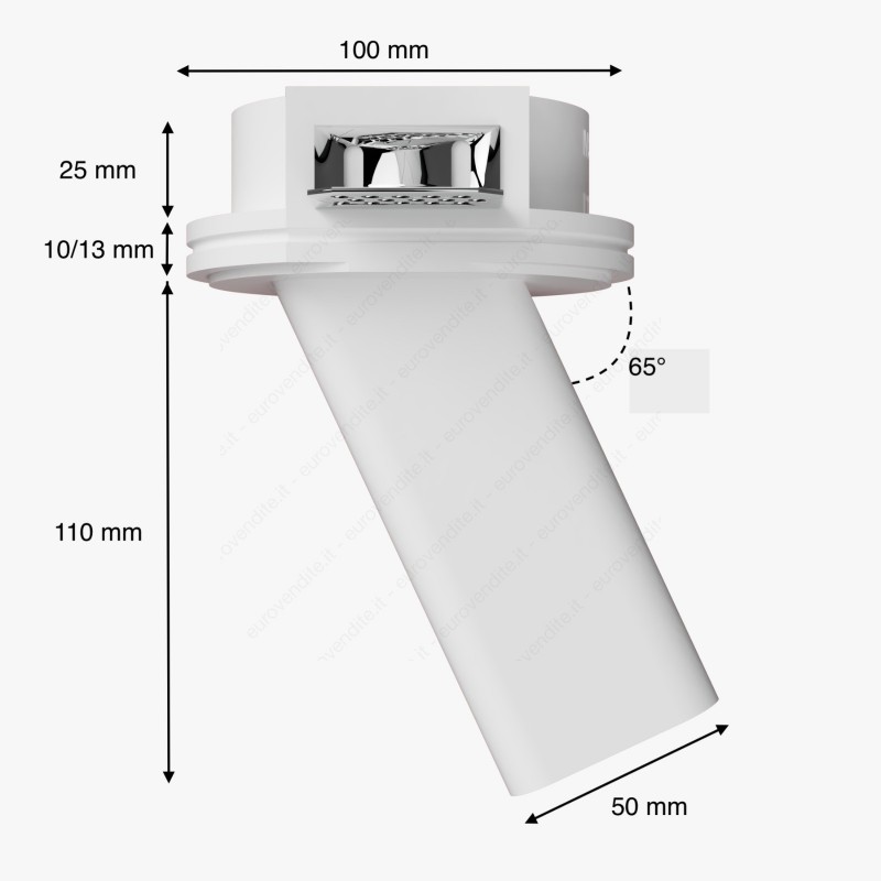 Spot incastrat patrat Înclinat gips 45x100mm Gu10 Italia