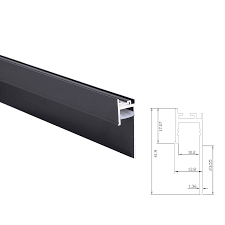 Profil ascuns pt pardoseli si banda led Negru Mat 2,5m UP1