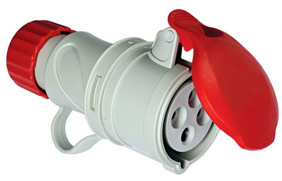 Priza Portabila Industriala, 3P+E, 16A, 380-415V, 6h, IP44, Cablarea Rapida, Culoarea Gri / Rosu, Fanton Italia