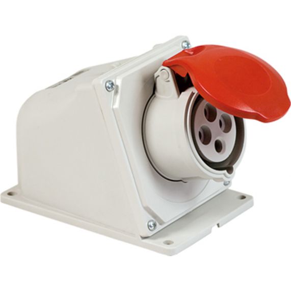 Priza industriala Aplicata, IP44, 3P+N+E, 16A, AC 380-415V, 6h, Gri / Rosu, 90x135 mm, Fanton