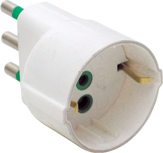 Adaptor Priza, Fisa Italiana 2P+E, 16A, Cu Priza Italiana / Schuko 2P+E, 16A, Max 1500W, Alb, Fanton