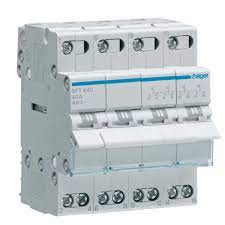SFT440 INVERSOR 4P 40A 4000V 1-0-11 COMUN 4M BASCULANT HAGER Групповой переключатель с нулевым положением(с основного питания на генератор), 40A, 4-пол., 4