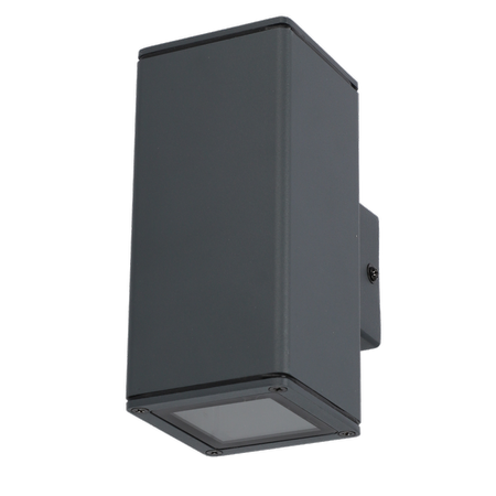 CORP DE ILUMINAT FATADA 2XGU10 PATRAT GRAFIT GRI IP44 GARDEN LINE 102X73X160mm
