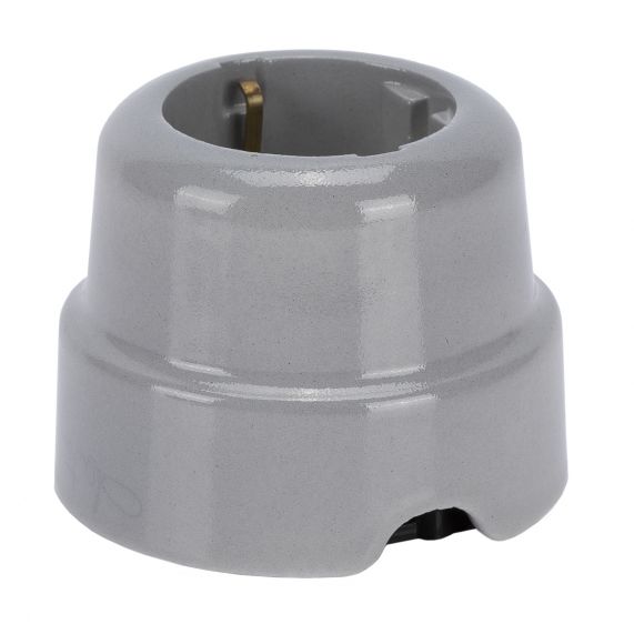 Priza Schuko, 2P+T 16A, Country Retro, Ceramica, Gri, AC 250V, Fanton, 70x70x55mm