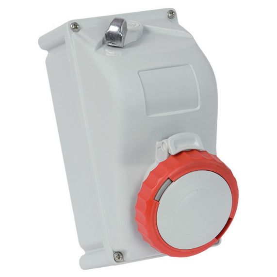 Priza Industriala de Perete, Interblocabila, 3P+E, 16A, 380-415V, 6h, IP67, Rosu, 90x180 mm, Fanton