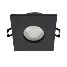 Spot hermetic incastrat in tavan IP44 GU10 84x84x28mm patrat negru