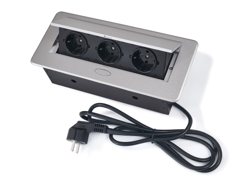 Priza încastrată în blat 3x prize 16A 230V Silver