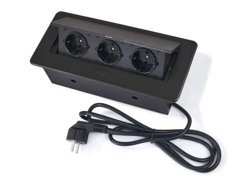 Priza încastrată în blat 3x prize 16A 230V Negru