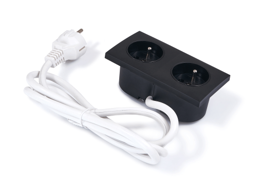 Priză în blat încastrat 2x230V 16A dublă Negru