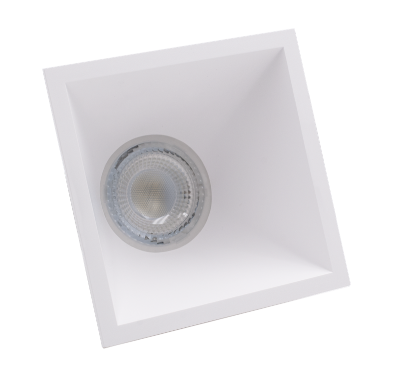 Spot incastrat klik adinc patrat alb plastic Ip20 Gu10 Italia