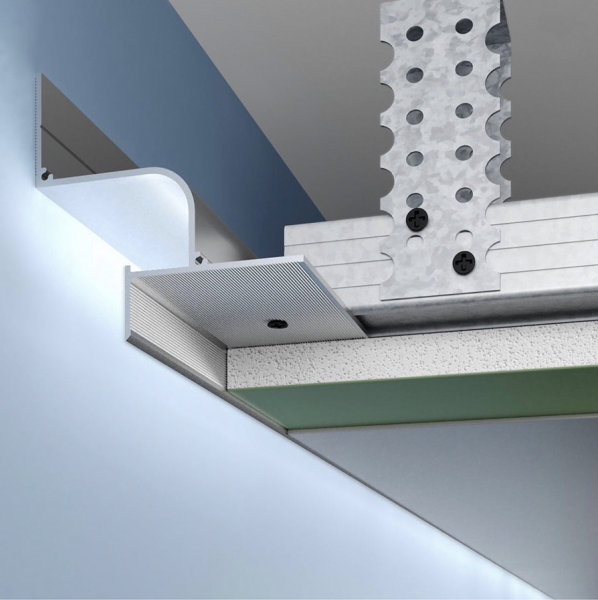 Profil ascuns pt banda led 23mm 3m p/u tavan rigips aluminiu negru sau alb Mondo Luce